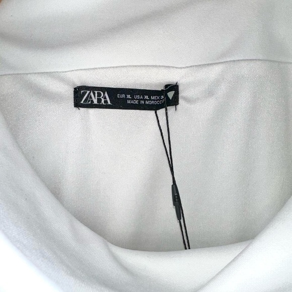 Zara White Draping Sleeveless Blouse Draped Crop Top Size Extra Large NWT - Picture 4 of 5